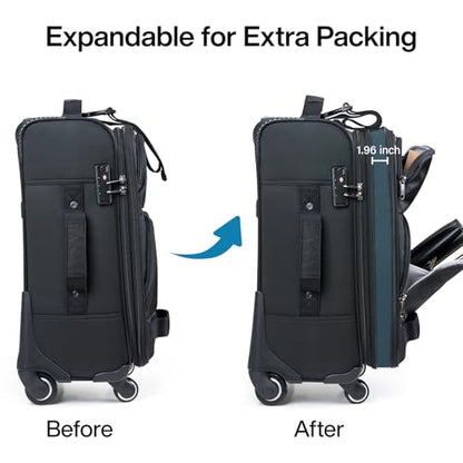 Hanke 28 Inch Softside Expandable Checked Luggage with 4 Spinner Wheels - color: Black, size: 28 Inch