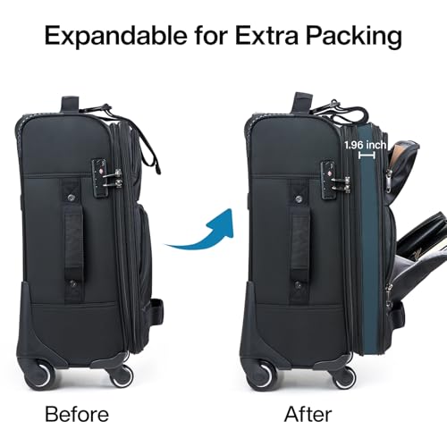 Hanke 24 Inch Softside Expandable Checked Luggage with 4 Spinner Wheels - color: Black, size: 24 Inch