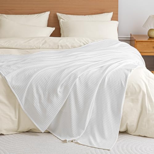 Amazon Basics Waffle 100% Viscose from Bamboo Blanket, Twin XL, White - color: White, size: Twin XL