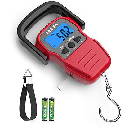 HEETA Fish Scale Digital Fishing Luggage Weight Scale with Measuring Tape - color: Red
