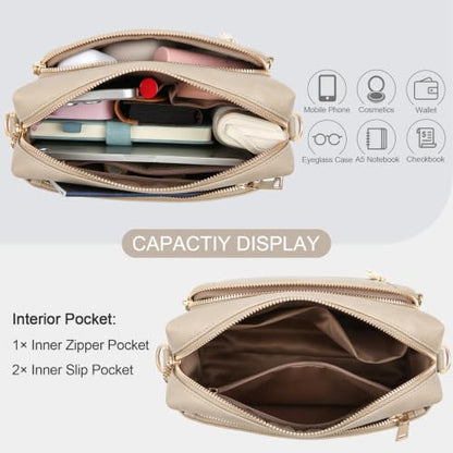 Vegan Leather Crossbody Bags for Women Anti theft Purses and Handbag - color: Cinnamon