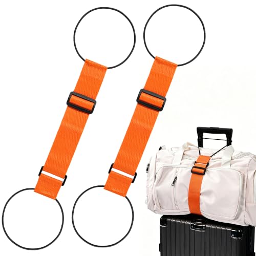 2Pcs Luggage Straps for Suitcases, Adjustable Luggage Connector Straps - color: orange