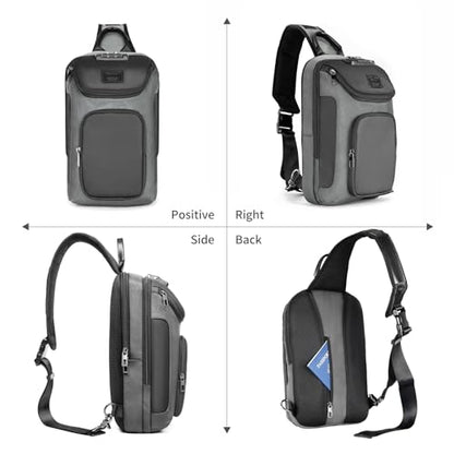 reeyee Men's Sling Bag, Anti-Theft Crossbody Bag for Travel, Gray - color: Gray