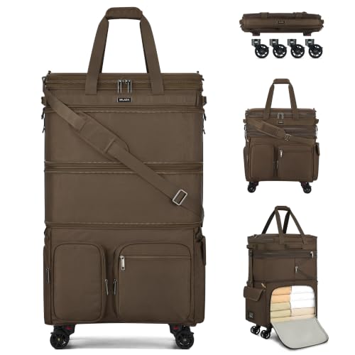 MILADA Expandable Luggage Bags for Travel Large Suitcases with Wheels - color: Coffee