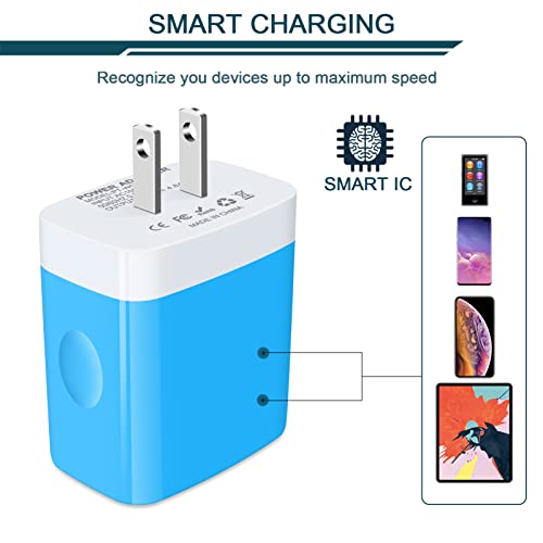 Wall Charger, USB Charger Adapter, 4.8A 4Multi Port Fast Charging Station - color: Blue