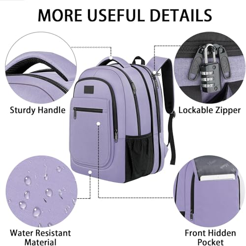 MATEIN Travel Backpack for Women, Expandable 15.6 inch Laptop Backpack - color: Purple, size: 15.6 inch