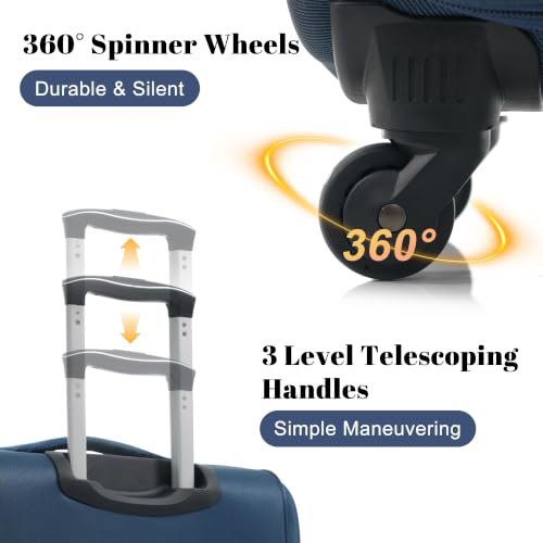 Merax 4-Piece Luggage Set 18/22/26/30,Softside Spinner Suitcase,Deep Blue - color: Deep Blue(18/22/26/30)