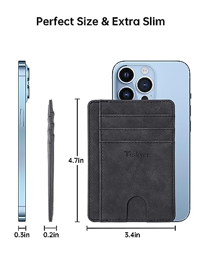 Teskyer Slim Minimalist Wallet for Men, RFID Front Pocket Card Holder - color: Y98 - Black Mist