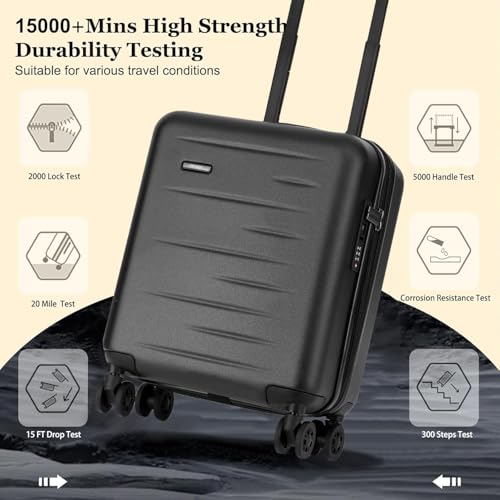 CENSIEN Expandable 16 Inch Underseat Carry On Luggage Airline Approved - color: Black, size: 16 Inch Underseat EXT
