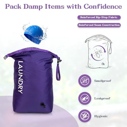 Travel Laundry Bag, Vacuum Compression Dirty Clothes Travel Bag - color: Purple, size: Medium