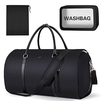 Convertible 2-in-1 Garment Bag for Travel With Toiletry Bag for Women & Men - color: G-black Houndstooth