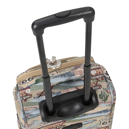 Karriage-Mate Route 66 Vintage 3-Piece Expandable Luggage Set - 20"/24"/28" Softside Suitcase with Spinner Wheels, 3 Pcs Hardside Lightweight luggage, Large Checked Travel Suitcases (66)