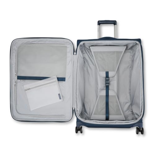 Samsonite Soft-Sided Medium Checked 25-Inch Expandable PortLift Suitcase: Durable, 360° Spinner Wheels, Adjustable Handle, TSA Lock, 2 Front & Side Pocket- Marine Blue - color: Marine Blue, size: 25-Inch Checked-Medium
