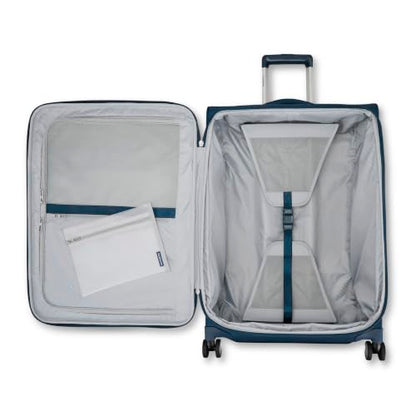 Samsonite Soft-Sided Medium Checked 25-Inch Expandable PortLift Suitcase: Durable, 360° Spinner Wheels, Adjustable Handle, TSA Lock, 2 Front & Side Pocket- Marine Blue - color: Marine Blue, size: 25-Inch Checked-Medium