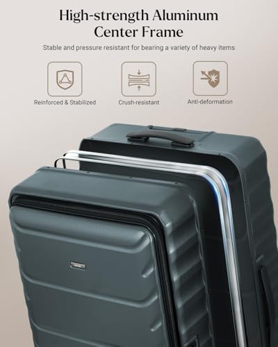 CENSIEN Luggage Sets, 20" Expandable Carry On 28" Aluminum Frame Suitcase - color: Green, size: 2-Piece (20/28 Inch)
