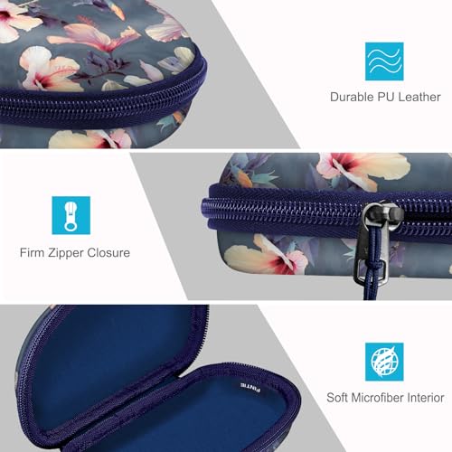 FINTIE Sunglasses Case with Carabiner, Hard Shell Shockproof Sport Glasses - color: Blooming Hibiscus