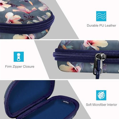 FINTIE Sunglasses Case with Carabiner, Hard Shell Shockproof Sport Glasses - color: Blooming Hibiscus