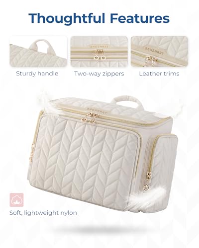 BAGSMART 여행용 세면도구 가방, 세면도구용 대형 와이드 오픈 여행 가방, 손잡이가 달린 메이크업 화장품 여행 가방, 네이비, 캐주얼 여행 - color: 네이비