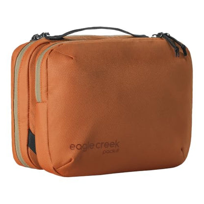 Eagle Creek Pack-It Trifold Toiletry Kit, Mandarin | Dopp Kit Toiletry Organizer with Padded Interior, Durable Hanging Hook and Large Compartments, Water-Resistant and Washable - color: Mandarin