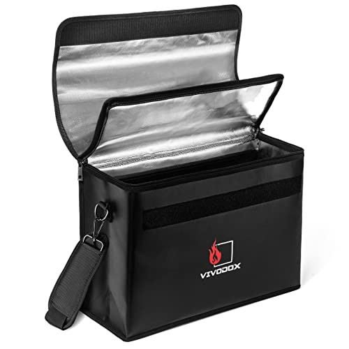 Fireproof Document Bag - Large (17" x 12" x 6") Fireproof Waterproof Storage for Binders, Legal Size Documents and Valuables, Heavy Duty Lightweight Briefcase for Home or Office