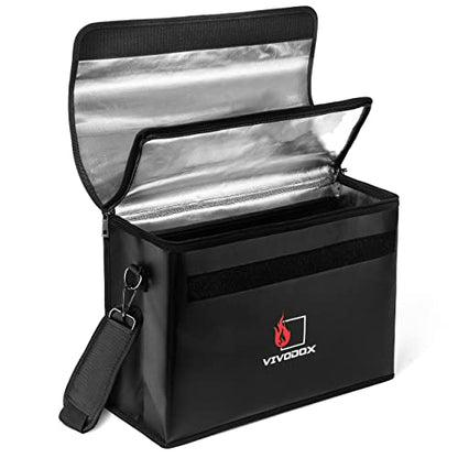 Fireproof Document Bag - Large (17" x 12" x 6") Fireproof Waterproof Storage for Binders, Legal Size Documents and Valuables, Heavy Duty Lightweight Briefcase for Home or Office