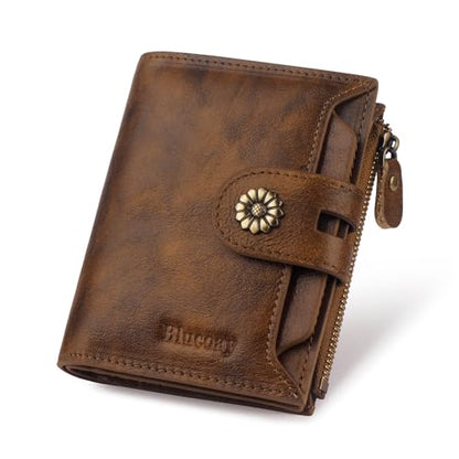 Wallet Women,RFID Blocking Leather Womens Wallet Bifold Compact Card Holder Small Wallet for Women with Removable ID Window Darkbrown - color: a3-darkbrown