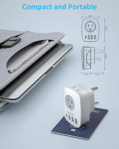 VINTAR South Africa Plug Adapter, 2 Pack Type M Plug Adapter with USB C | 6 in 1 with 2 Outlets 4 USB, Fast Charge, Travel Converter for US to Botswana Namibia Nepal - style: Type M-2 Pack-South Africa