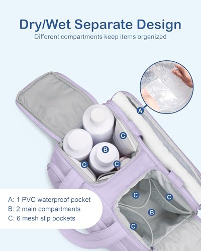 TOPDesign Travel Toiletry Bag, Puffer Makeup Organizer with Compartments - color: Light Purple