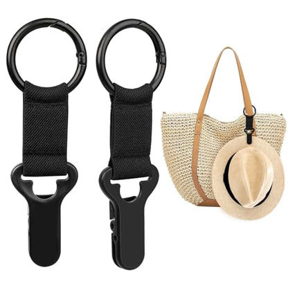 Niveaya Hat Clip for Travel on Bag, Strong Clip Secure Hold, 2 Pack - color: 2pcs Black+black