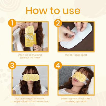 LANNA Heated Steam Eye Mask, Disposable 120 Minutes Chamomile Scent 10 Pcs - color: Chamomile Scent, size: 10 Eye Masks