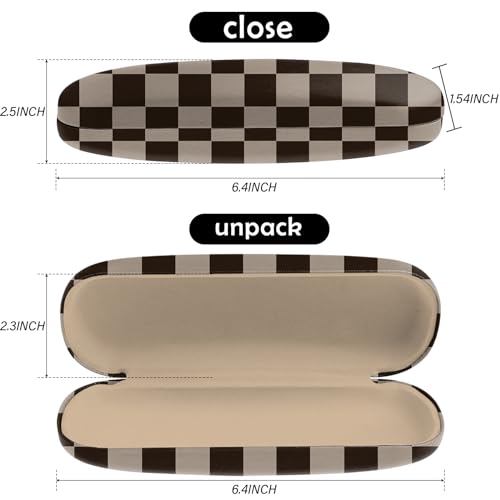 Glasses Case Hard Shell Eyeglass Protective Case Eyeglasses Holder Box with Cleaning Cloth for Women Girls Men Cute - color: L11-brown Checkered