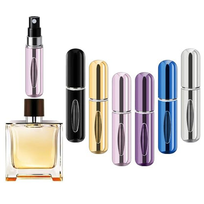 Refillable Perfume Portable Atomizer Bottle Refillable Perfume Spray, Travel Perfume (5ml, 6 Pack) (Silver, Purple, Blue, Gold, Pink, Black) - color: Silver, Purple, Blue, Gold, Pink, Black