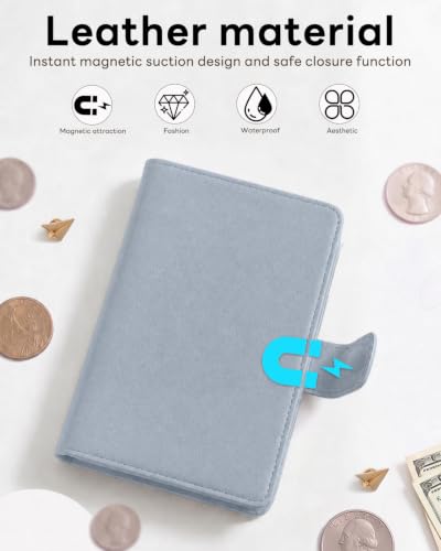 RFID Passport Holder with Tracker Slot, Leather Travel Wallet - color: Blue