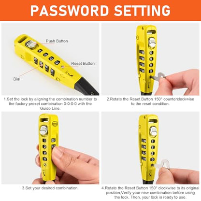 CXWXC Zip Tie Lock - 4-Digit Combo Cable Locks for Bike Motorcycle Helmet, Skateboard, Skis, Snowboard, Stroller & Cabinet - Ideal for Lightweight Security (2PC - Yellow, 45CM) - color: 2PC - Yellow