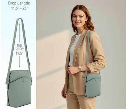 Small Crossbody Bag with Gold Hardware, Mini Shoulder Purse with Adjustable Strap - color: Mint