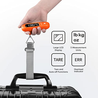 pack all Digital Luggage Scale for Travel, 110Lbs Capacity, 0.1Lb Precision - color: Orange