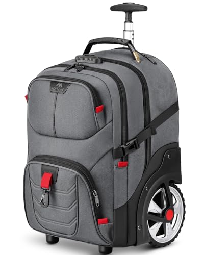 MATEIN Rolling Laptop Bag with Larger Wheels, Anti Theft Lock for Adult Men - color: Grey