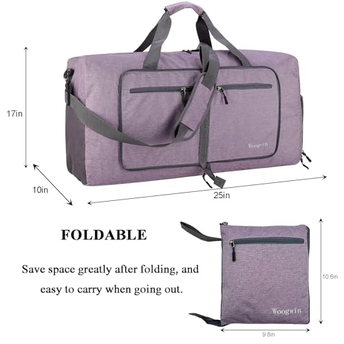 Woogwin Travel Duffel Bag Large Foldable Waterproof Overnight Bag for Beach Swim Bags Pool Sports Gym - color: 60L SnowPurple