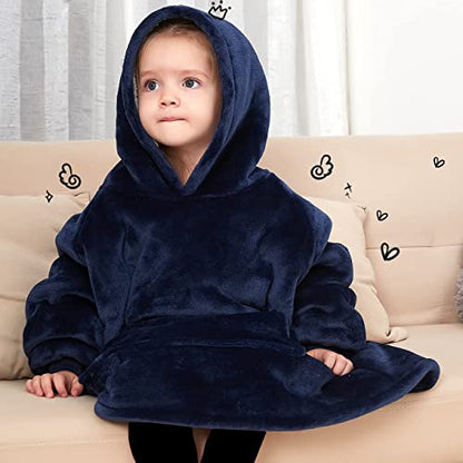 KFUBUO Wearable Blanket Hoodie for Kids With Pocket Toddlers 2-6 Year Old - color: Navy, size: Kids 2-6YR