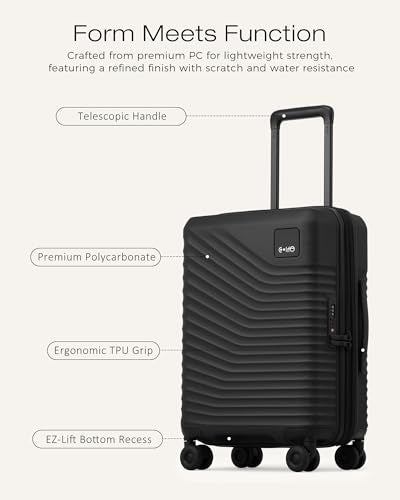 Coolife Luggage Carry-On, Lightweight PC Hardside Suitcase, 20-Inch, Black - color: Black, size: Carry-On 20-Inch