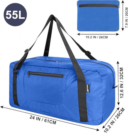 HOLYLUCK Foldable Travel Duffel Bag Luggage Great for Gym -55L, Blue - color: Blue, size: 55L