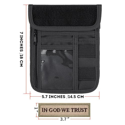 Travel Neck Wallet Tactical Passport Holder ID Card Organizer - color: Black