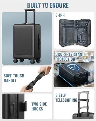 Joyway 3-Piece Hardshell Luggage Set, Spinner Wheels, 20 24 28 Inch, Black - color: Black, size: 3-Piece Set (20/24/28)