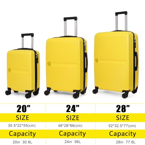 Luggage Set 3 Pieces Suitcase with Wheels 20/24/28, Blue - color: blue