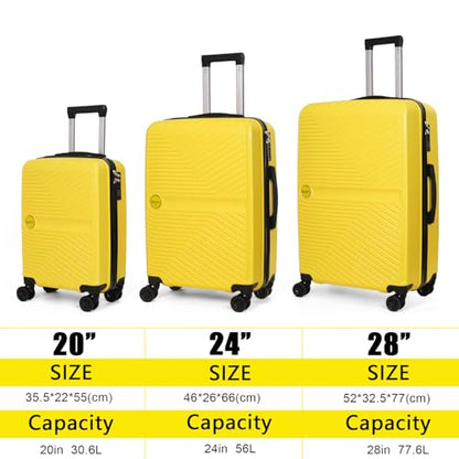 Luggage Set 3 Pieces Suitcase with Wheels 20/24/28, Blue - color: blue