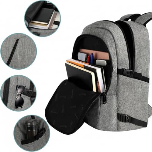 Mancro 17.3 Inch Business Laptop Backpack Anti-Theft Travel Backpack - color: Grey, size: 17.3 inch