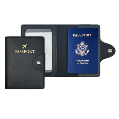 Passport Cover Travel Wallet Holder Case PU Leather Black - color: Black