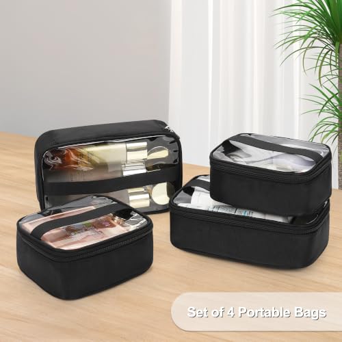 Relavel Rolling Makeup Case, Extra Large Travel Train Case with 360° Spinner Wheels, 3 Layer with Insulation Compartment & Four Clear Storage Bags, Professional Makeup Artist Bag Set, Black - color: Black with 4 Small Bags, size: Extra Large