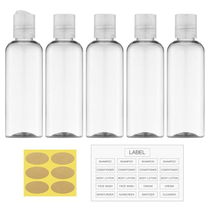Travel Bottles for Toiletries, 3.4 oz Travel Size Containers, 5pcs, Clear - color: Clear-1