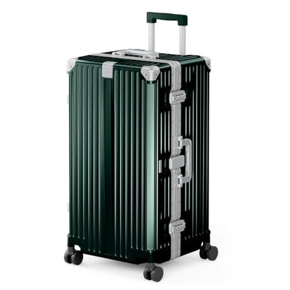 ALPHA CAMP Trunk Luggage 28 Inch with Aluminum Frame Zipperless Suitcase - color: Green, size: 28 Inch